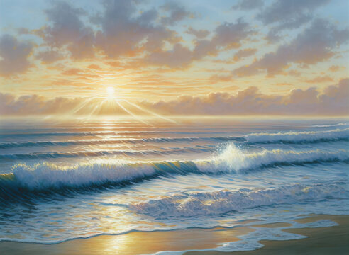 Sunrise on a beach. Peaceful. Calm. 