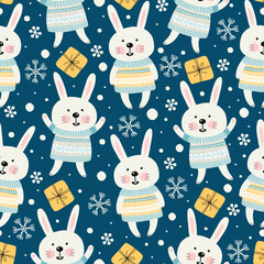 Seamless pattern with rabbit. Symbol of the Year