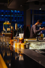 Bar counter with glasses