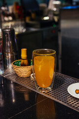 Bar counter with glasses