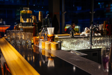 Bar counter with glasses