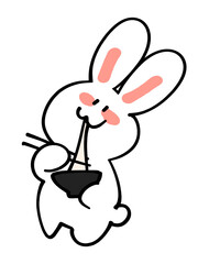 お雑煮を食べるゆるうさぎイラスト素材