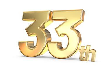 Fototapeta premium 33th anniversary gold 3d render