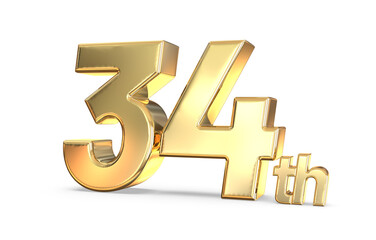 Obraz premium 34th anniversary gold 3d render