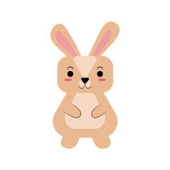 Minimalistic vector illustration of a rabbit. Flat bunny in nude colors. Illustration for postcards, patterns, banners, print. New year 2023.
