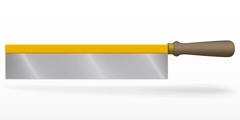 Backsaw. Vector Hacksaw Isolated Illustration. Handsaw Carpenter Tool, Wood Cutting Equipment