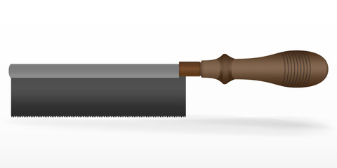 Backsaw. Vector Hacksaw Isolated Illustration. Handsaw Carpenter Tool, Wood Cutting Equipment