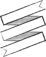 Chalk stroke blank label ribbon vector illustration. Vintage design white chalk style ribbon labels or curved scroll flags with blank space for premium offer advertising or celebration marketing