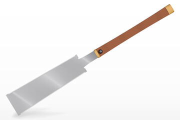 Japanese Saw. Vector Hacksaw Isolated Illustration. Handsaw Carpenter Tool, Wood Cutting Equipment
