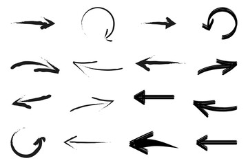 Hand drawn arrows icon set. Vector illustration