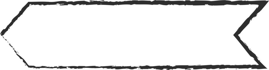 Chalk outline blank label ribbon vector illustration. Chalk style curved shape white bookmark, tags or labels with blank space for message