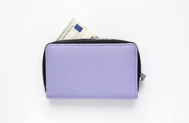 Purple leather zippered pouch