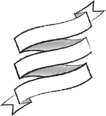 Chalk stroke blank label ribbon vector illustration. Vintage design white chalk style ribbon labels or curved scroll flags with blank space for premium offer advertising or celebration marketing