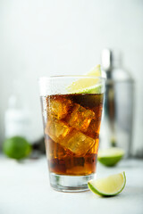 Homemade iced tea cocktail with lime