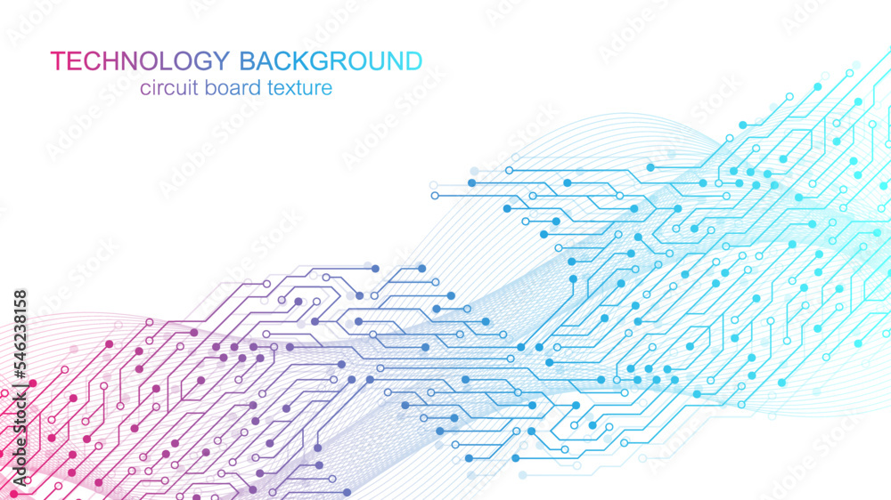 Poster Electronic texture for computer technology, engineering concept. Motherboard computer generated abstract background