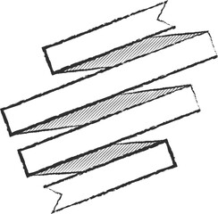 Chalk stroke blank label ribbon vector illustration. Vintage design white chalk style ribbon labels or curved scroll flags with blank space for premium offer advertising or celebration marketing