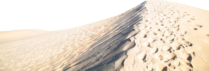 Dunes with white sand and transparent background.
