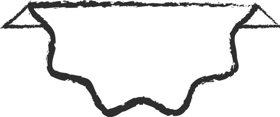 Chalk outline blank label ribbon vector illustration. Chalk style curved shape white bookmark, tags or labels with blank space for message