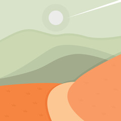 Vector illustration: autumn simple minimal geometric flat style. Nature colorful landscape geometric illustration.
