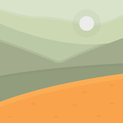 Vector illustration: autumn simple minimal geometric flat style. Nature colorful landscape geometric illustration.