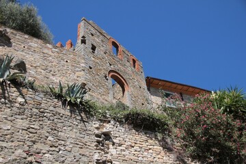 Italy, Umbria, Perugia: Foreshortening of Passignano on the Trasimeno Lake.