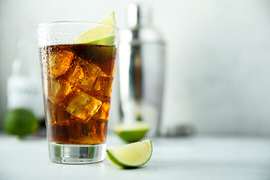 Homemade iced tea cocktail with lime