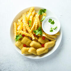 Traditional homemade fish and chips