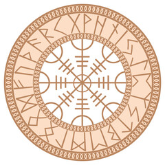 The Runed Helm of Terror, an ancient Slavic symbol embellished with Scandinavian designs. Beige fashion design