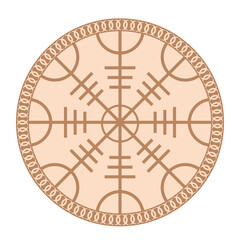 The Runed Helm of Terror, an ancient Slavic symbol embellished with Scandinavian designs. Beige fashion design
