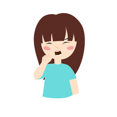 The girl is sick icon. The girl coughs. Cold. Quarantine. The child got sick.