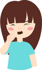 The girl is sick icon. The girl coughs. Cold. Quarantine. The child got sick.