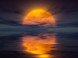 Obraz na płótnie Canvas strange sunset over a water planet