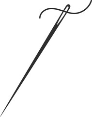 Needle and thread silhouette icon vector illustration. Tailor logo with needle symbol and curvy thread isolated on white background. Tailor sign template, sewing instrument design, fashion icon