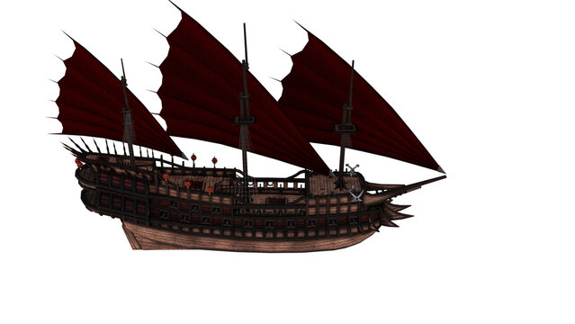 Chinese boat on white background