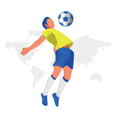 Soccer Player Kicking Ball Vector. Football Player Vector Illustration