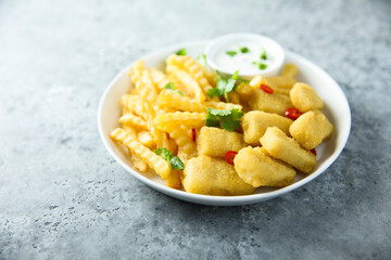 Traditional homemade fish and chips