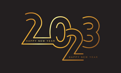 Happy New Year 2023 text design template, card, banner. Modern vector design template