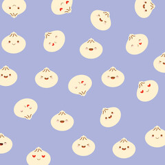 dim sum emoji cute design bacground illustration vector