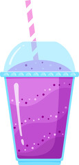 Fresh fruit smoothie shake cocktail vector illustration. Glass with layers of sweet vitamin juice cocktail or protein shake in color for smoothies summer menu