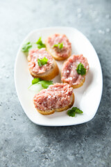 Homemade pork pate on toast