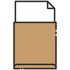 Cartoon Blank White Paper and Brown Paper Envelope Folder.