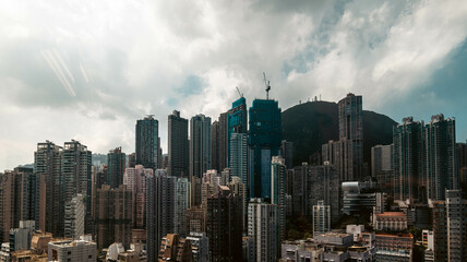 Fototapeta na wymiar Hong Kong's skyline on an overcast day