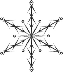 Set of icy snowflakes symbol vector illustration. White chalk sketch frozen snowflake isolated on blackboard for new year celebration snow decoration ornament or christmas festive frost flakes design