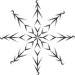 Set of icy snowflakes symbol vector illustration. White chalk sketch frozen snowflake isolated on blackboard for new year celebration snow decoration ornament or christmas festive frost flakes design
