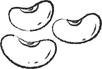 Chalked sketch kidney bean vegetable icon vector illustration. White chalk style line hand drawn vegetable sketch icon for restaurant menu promo design