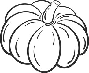 Sketch pumpkin vegetable icon vector illustration. Black line contour sketch vegetable icon on white background for restaurant menu vintage design