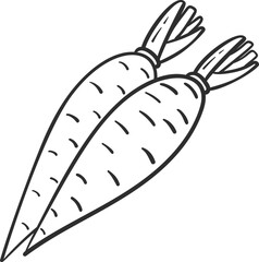 Sketch carrot vegetable icon vector illustration. Black line contour sketch vegetable icon on white background for restaurant menu vintage design