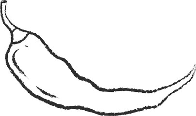 Chalked sketch chili pepper vegetable icon vector illustration. White chalk style line hand drawn vegetable sketch icon for restaurant menu promo design