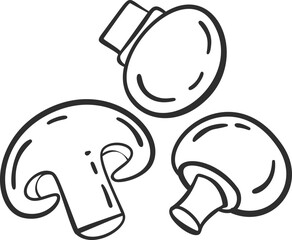Sketch mushroom vegetable icon vector illustration. Black line contour sketch vegetable icon on white background for restaurant menu vintage design