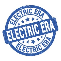 ELECTRIC ERA text written on blue round stamp sign.